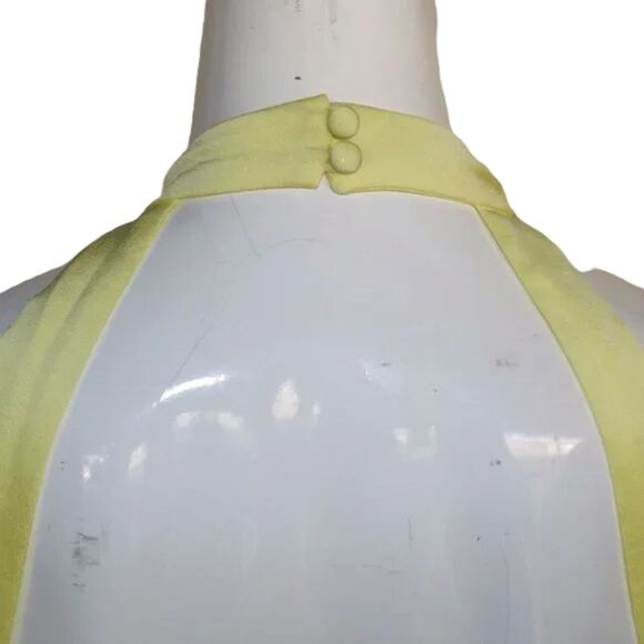 new LULUS Midi Dress, M, Yellow, Open Back, Halter/Buttons, Single vent - Picture 5 of 15